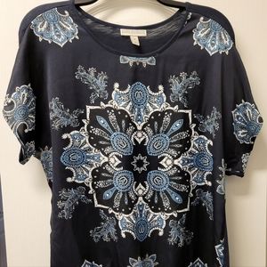 Dana Buchman Navy / White Tie Front Top (Medium)